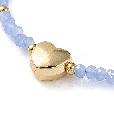 201 Stainless Steel Heart Pendant Necklace with Glass Beaded NJEW-Z029-02A-1