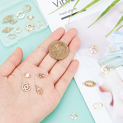 20Pcs 10 Style Eco-Friendly Brass Connector Charms KK-AR0002-40-1