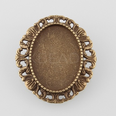 Vintage Alloy Brooch Cabochon Bezel Settings X-PALLOY-O038-30AB-NF-1