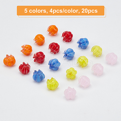 20Pcs 5 Colors Handmade Lampwork Beads LAMP-OC0001-29-1