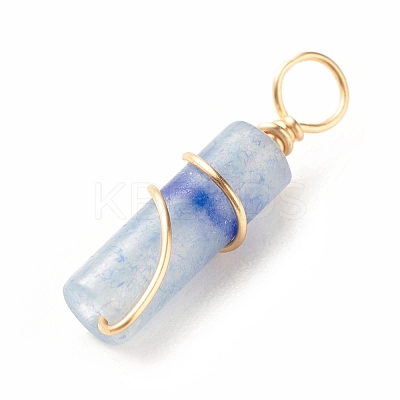 Natural Blue Aventurine Pendants PALLOY-JF01453-01-1
