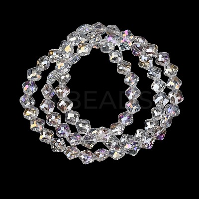 Electroplate Transparent Glass Beads Strands GL-CBA7A17-02A-14-1