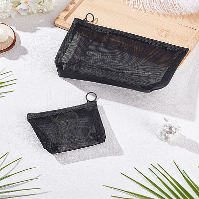 2Pcs 2 Styles Nylon Gauze Cosmetic Pouches with Zipper ABAG-LP0001--29A-1