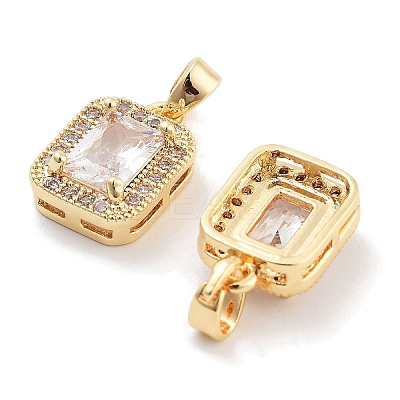 Brass with Clear Cubic Zirconia Charms KK-P271-25G-1