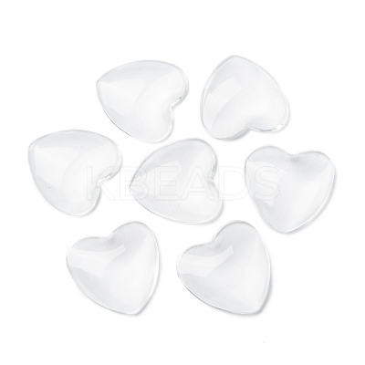 Transparent Glass Heart Cabochons GGLA-R021-25mm-1