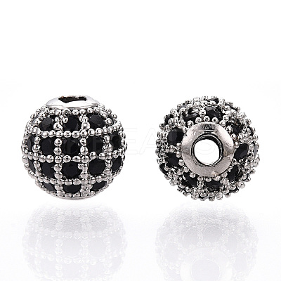Rack Plating Brass Cubic Zirconia Beads ZIRC-S001-8mm-B03-1