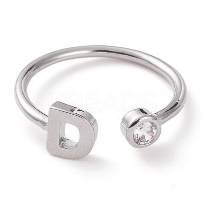 Brass Micro Pave Clear Cubic Zirconia Cuff Rings RJEW-J074-01P-D-1
