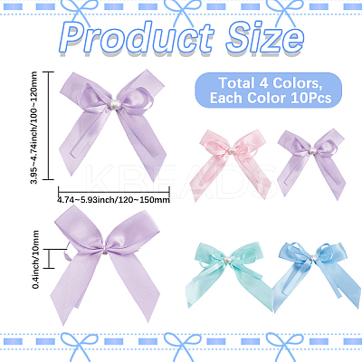 40Pcs 4 Colors Bowknot Polyester Ornament Accessories DIY-SP0004-80-1