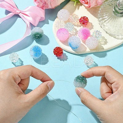 DIY Round Iridescent Transparent Resin & Frosted Acrylic Beads Jewelry Making Findings Kits DIY-YW0009-40-1