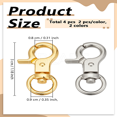 4Pcs 2 Colors Zinc Alloy Swivel Clasps FIND-LP0008-14-1