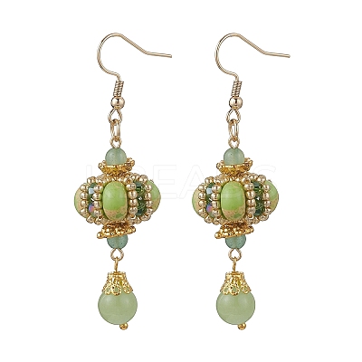 Lantern 304 Stainless Steel Synthetic Imperial Jasper Dangle Earrings EJEW-MZ00609-03-1
