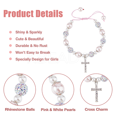 2Pcs 2 Style Cross fleury Charm Bracelets Set BJEW-FI0001-80-1