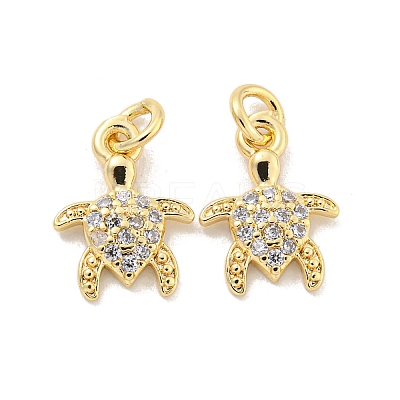 Brass Micro Pave Clear Cubic Zirconia Charms KK-Z044-14A-1