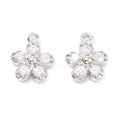 Rack Plating Brass Cubic Zirconia Charms ZIRC-C026-12P-1