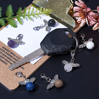 Angel Theme Natural Gemstone Pendants HJEW-PH0001-20AS-1