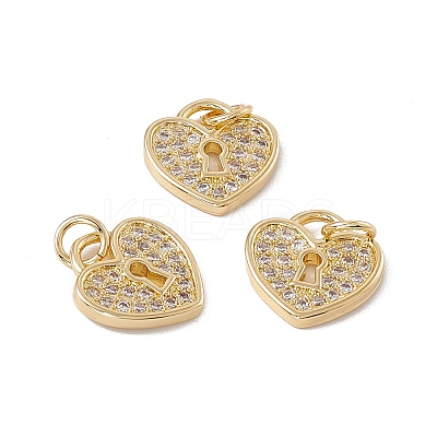 Brass Micro Pave Clear Cubic Zirconia Pendants KK-G439-16G-1