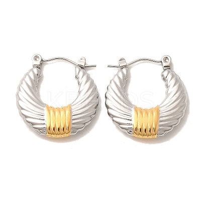 304 Stainless Steel Two Tone Hoop Earrings EJEW-F355-03GP-02-1