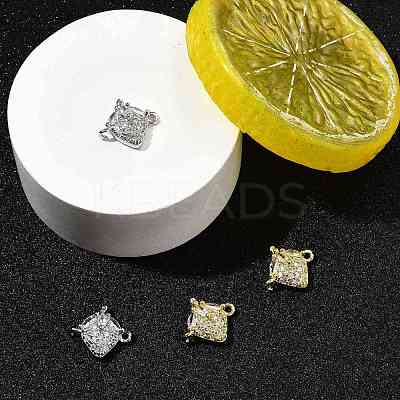 4Pcs 2 Colors Brass Pave Cubic Zirconia Fruit Connector Charms KK-FS0001-73C-1