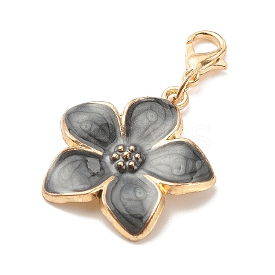 Alloy Enamel Flower Pendant Decorations HJEW-JM00657-02-1