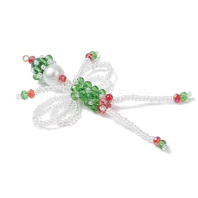 Christmas Glass Seed Elfin Beaded Big Pendants PALLOY-MZ01040-01-1