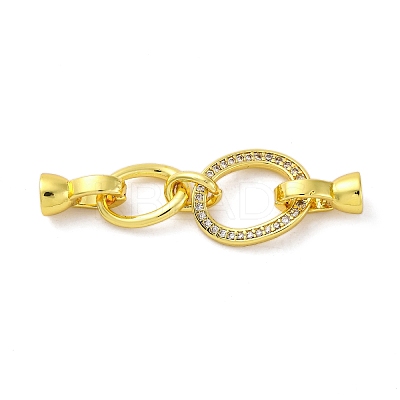 Brass Micro Pave Clear Cubic Zirconia Fold Over Clasps KK-U059-24G-1
