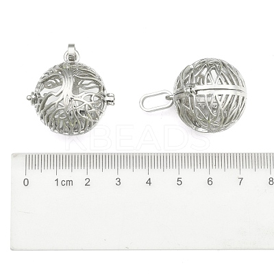 Rack Plating Brass Hollow Round Cage Pendants KK-M181-02P-NF-1