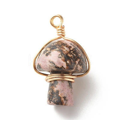 Natural Rhodonite Pendants PALLOY-JF01134-03-1