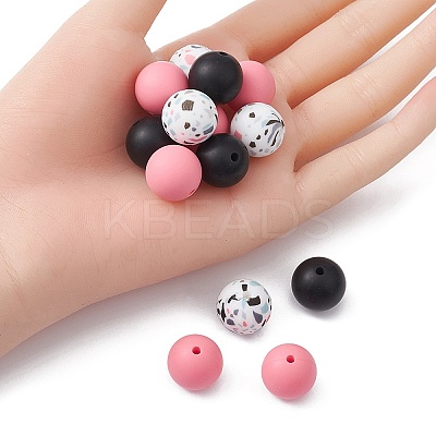 Round Food Grade Eco-Friendly Silicone Focal Beads SIL-YW0001-14B-1