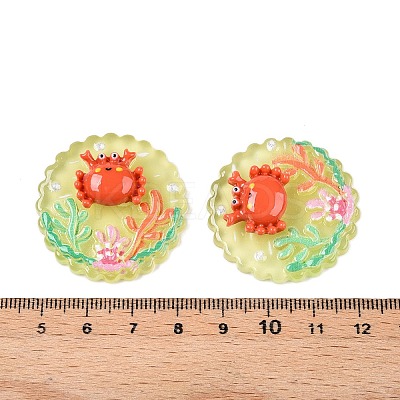 Ocean Theme Flat Round Resin Cabochons CRES-T025-02I-1