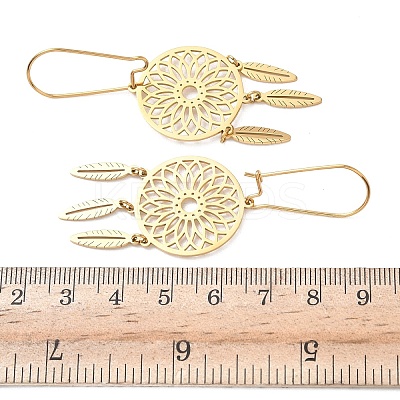 Flat Round 304 Stainless Steel Hoop Earrings EJEW-G453-01G-1