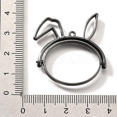 Rabbit Rotatable Alloy Swivel Open Back Bezel Pendants PALLOY-I223-19B-1