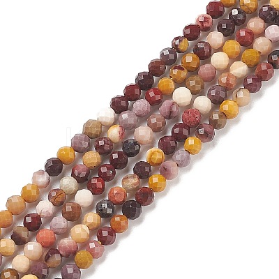 Natural Mookaite Faceted Round Beads Strands X-G-A129-3mm-19-1-1
