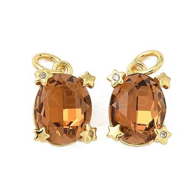 Brass Pave Cubic Zirconia Pendants KK-P325-16G-1