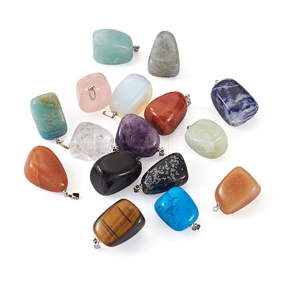 Natural & Synthetic Mixed Gemstone Pendants G-TA0001-11-1