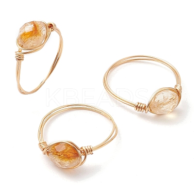 Oval Natural Citrine Finger Rings RJEW-JR00796-1