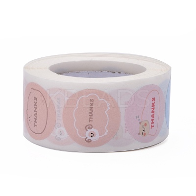 Flat Round Paper Thank You Stickers DIY-C042-12G-1