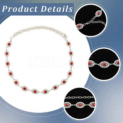 1Pc Alloy with Resin Imitation Turquoise Oval Link Chain Belts AJEW-CY0001-79A-1