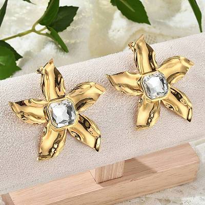 304 Stainless Steel with Cubic Zirconia Stud Earrings EJEW-Z084-12G-1