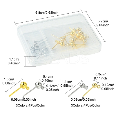 24Pcs 6 Sstyles Rack Plating Brass Stud Earring Settings KK-FS0001-41-1