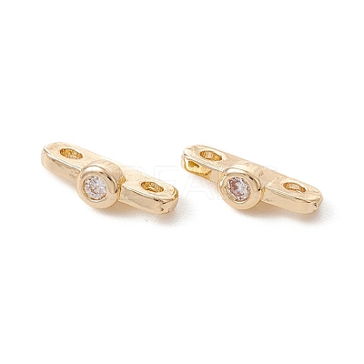 Rack Plating Brass Pave Clear Cubic Zirconia Connector Charms KK-G433-04LG-1
