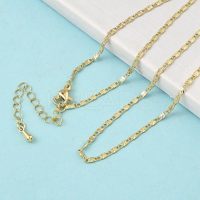 2MM Brass Textured Oval Link Chain Necklaces NJEW-P339-01A-G-1