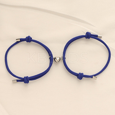 Alloy Heart-shaped Magnetic Braided Rope Bracelets for Couple Girlfriends WG59636-16-1