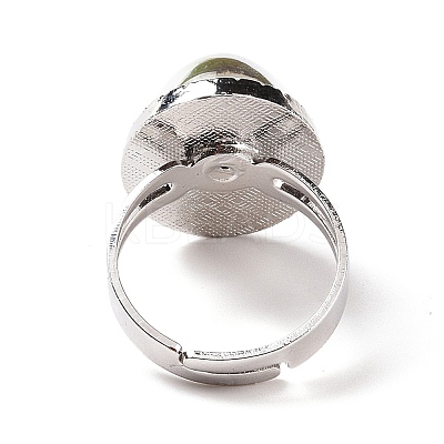 Glass Oval Mood Ring RJEW-C031-04P-1
