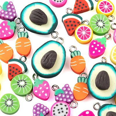 50Pcs 10 Style Handmade Polymer Clay Pendants CLAY-ZZ0001-002-1
