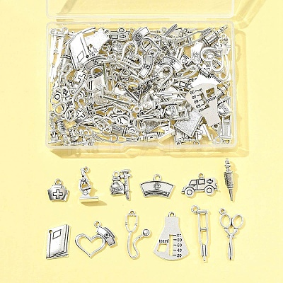 100Pcs 12 Styles Tibetan Style Zinc Alloy Pendants TIBEP-FS0001-39-1