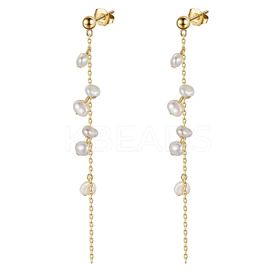 Natural Pearl Ear Studs EJEW-P231-10G-1
