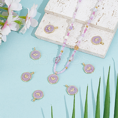 8Pcs Brass Enamel Pendants KK-BC0015-11G-1