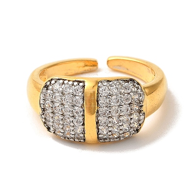 Brass Micro Pave Cubic Zirconia Cuff Rings for Women RJEW-G325-11E-GP-1