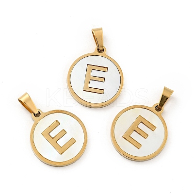 PVD Vacuum Plating 304 Stainless Steel with White Shell Pendants STAS-G268-01E-G-1