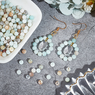 Natural Frosted Flower Amazonite Round Beads G-NB0005-34B-1